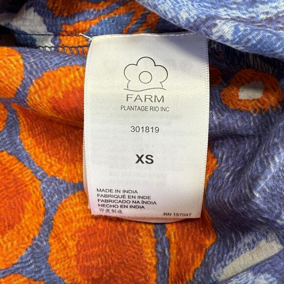 Farm Rio Pineapple Flowers Navy Ruffled Blouse Size XS - Picture 6 of 16